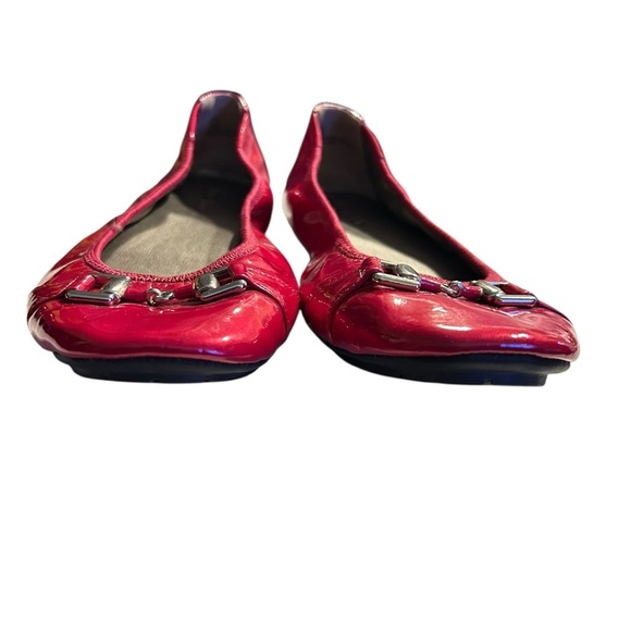 Me Too Red Patent Ballet Flats – Size 8.5M | Comfort Slip-On with Gold Horse bit - Picture 2 of 6